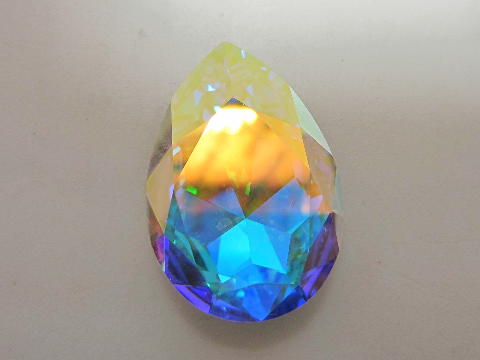 1pc. PEAR 30X20mm CRYSTAL AB CUSHION BACK European Rhinestone